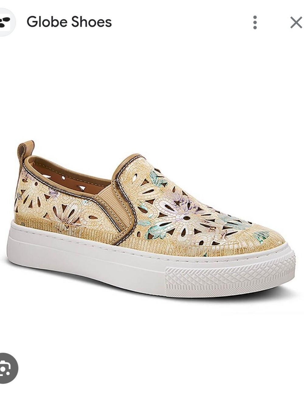 New Condition L'ATISTE Tan Laser-Cut Slip-On Platform Mule